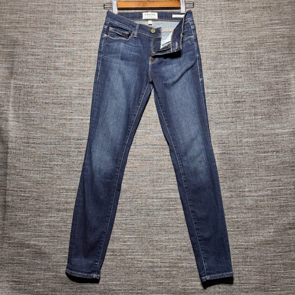 FRAME Jeans Womens 26 Blue Le Skinny de Jeanne Queensway Mid Rise Stretch LSJ899